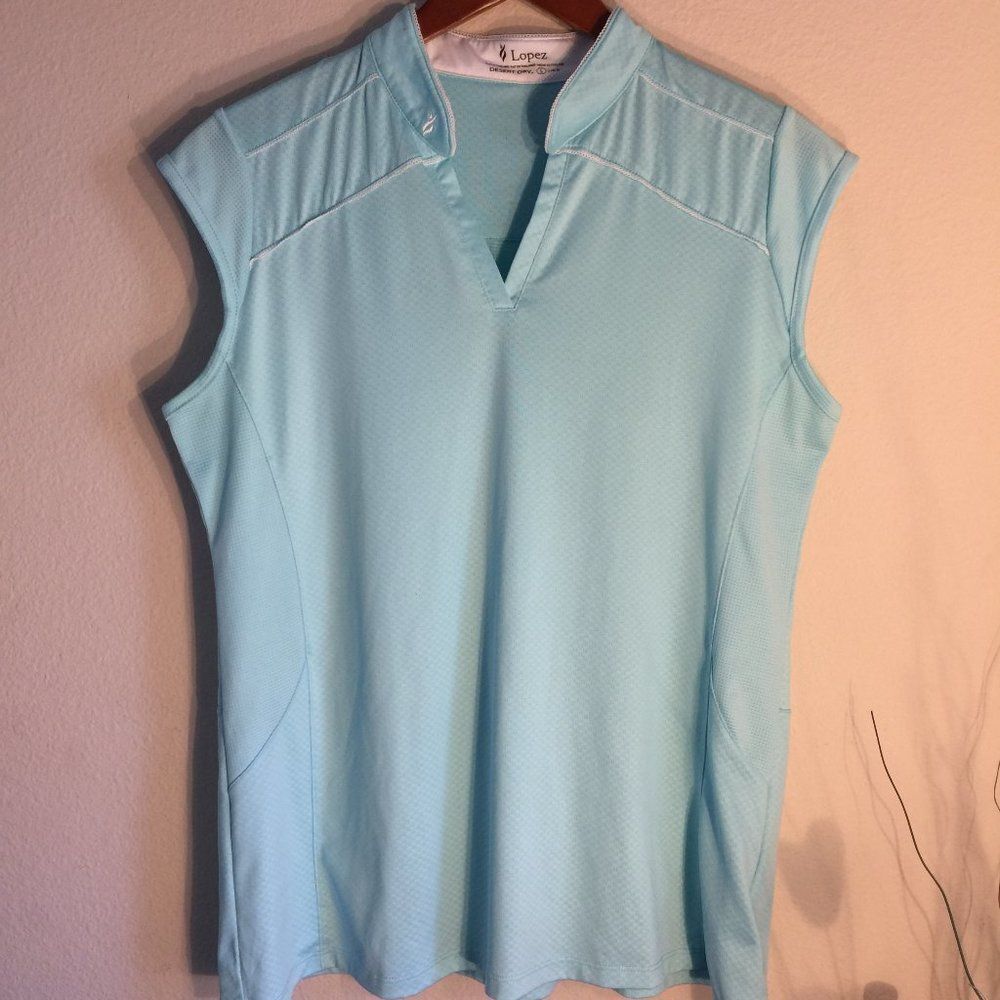 Nancy Lopez Golf Sleeveless Shirt Desert Dry Wicking Performance Light Blue L